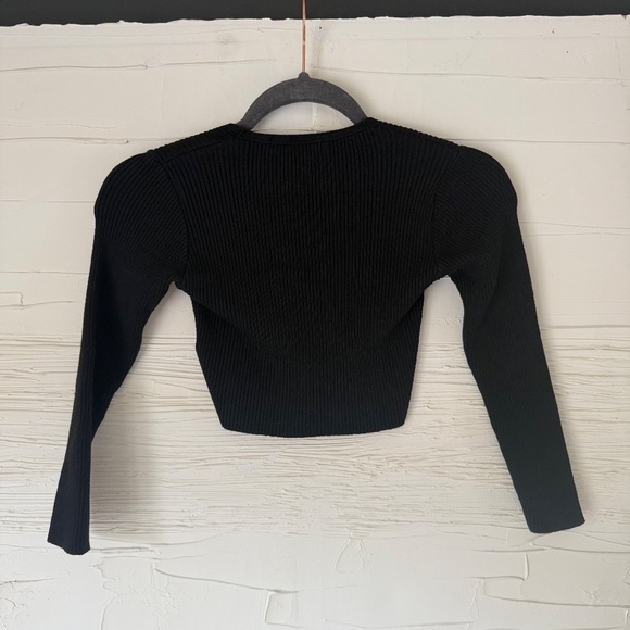 Naked Wardrobe Small | Black Ribbed Long Sleeve Crop Top - Picture 5 of 5